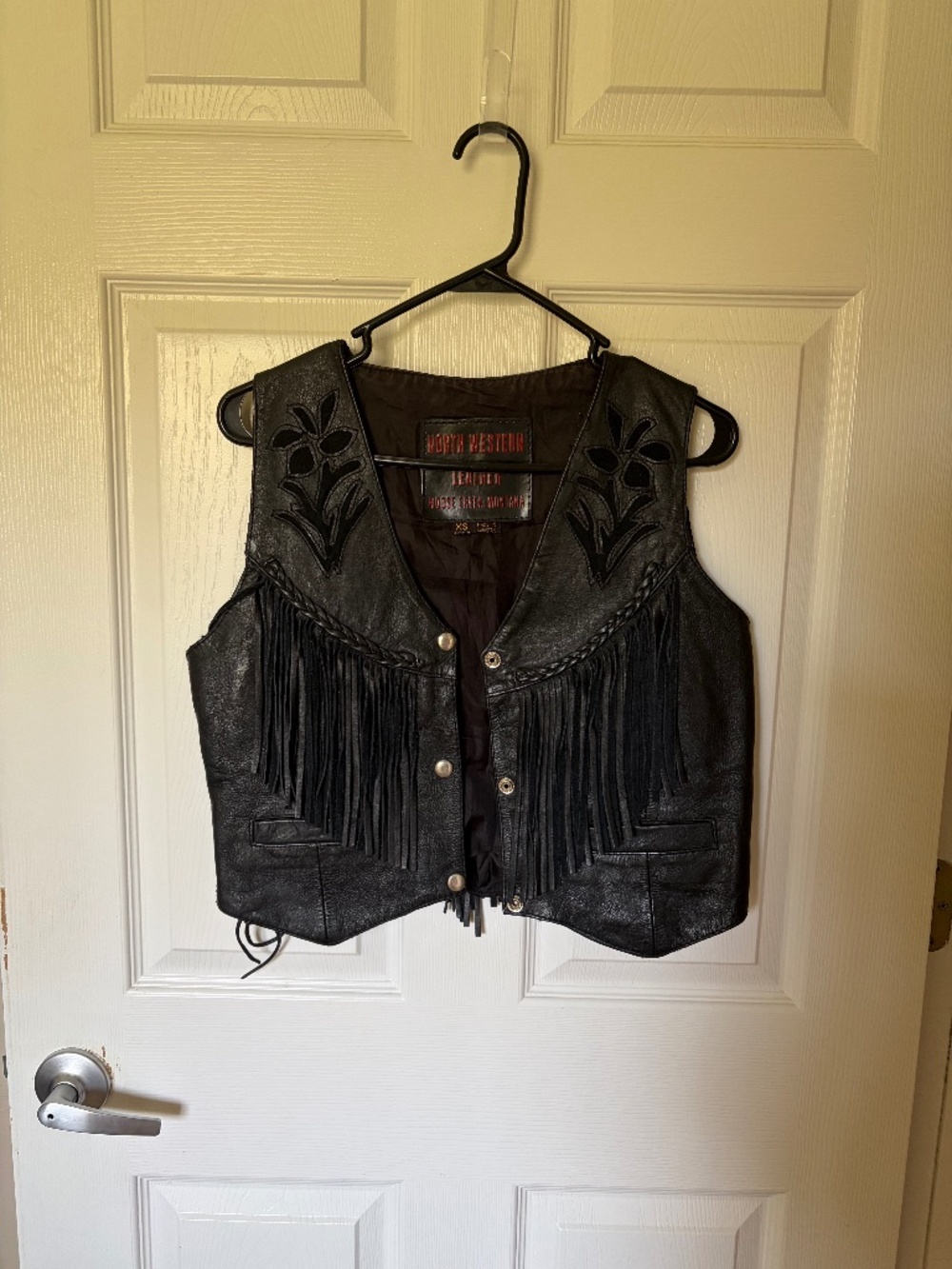 North Western Leather Moose Creek Montana Vintage Fringe Leather Vest